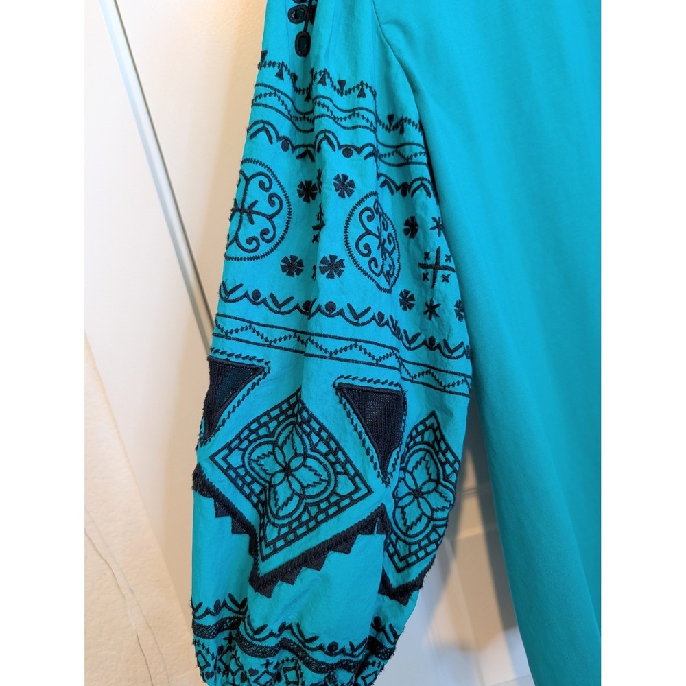 Chico's Embroidered Puff Sleeve Cotton Top - Picture 7 of 8